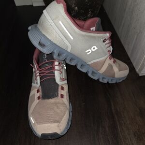 On Running Shoes in Red and Gray